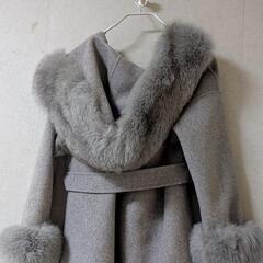 リアルファー　カシミヤコート　グレーの画像
