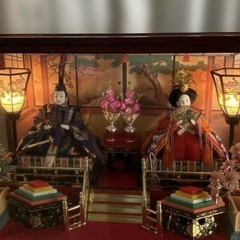 雛人形　親王飾　ガラスケース　ライト　オルゴール付きの画像