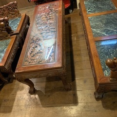 🉐中国高級応接セット　
一時値下げ中　座面は大理石使用　骨董　美術　貴重　　の画像