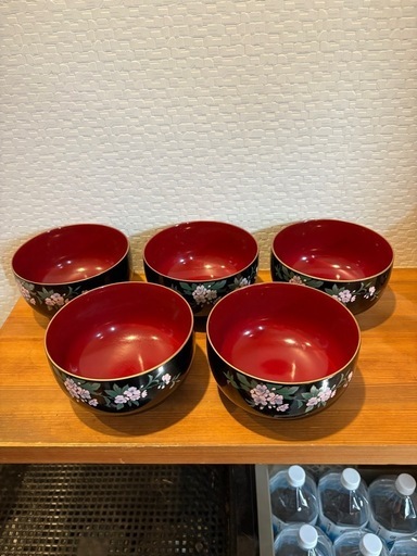 お正月】漆器 杯 盃 大正 漆 5枚セット 中古 古物 19.01.13-2