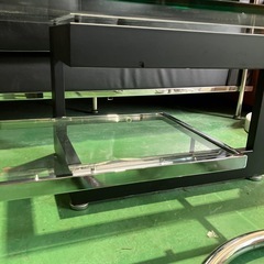 【アルテジャパン/ブランド家具】センターテーブル　ローテーブル　ガラステーブル　黒　ブラック　シルバー　モダン　オシャレ　おしゃれ【横122縦60高38】の画像