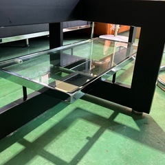 【アルテジャパン/ブランド家具】センターテーブル　ローテーブル　ガラステーブル　黒　ブラック　シルバー　モダン　オシャレ　おしゃれ【横122縦60高38】の画像