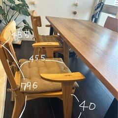 限定値下げ楢木 オーク一枚板ダイニングセットの画像