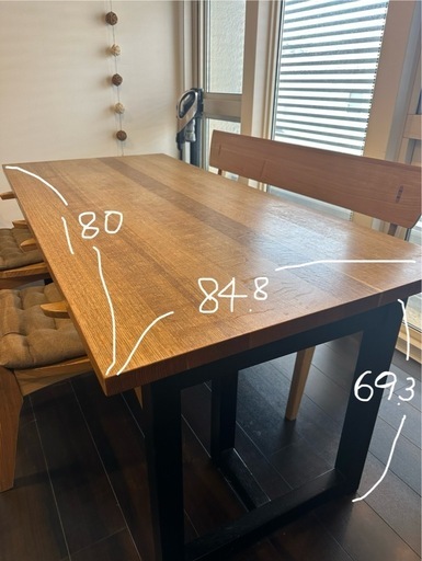 限定値下げ楢木 オーク一枚板ダイニングセット