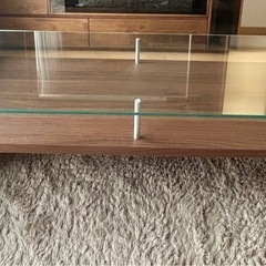 センターテーブル ガラステーブル リビングテーブル ダークブラウン 