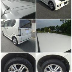 平成 24 年式 ／ ホンダ ／ NーBOX カスタム ／ G Lパッケージ ／ 無事故 ／ 禁煙車 ／ 純正 エアロパーツ ／ アルミホイール ／ 左パワースライドドア ／ スマートキー 2本あり ／ 純正ナビ ／ フルセグテレビ（ 走行中視聴可能 ）／ ＥＴＣ ／ 最高級 スパークプラグ／ ワコーズ エンジンオイル など 交換 ／ 車内 清掃済み ／ 車検 09/01の画像