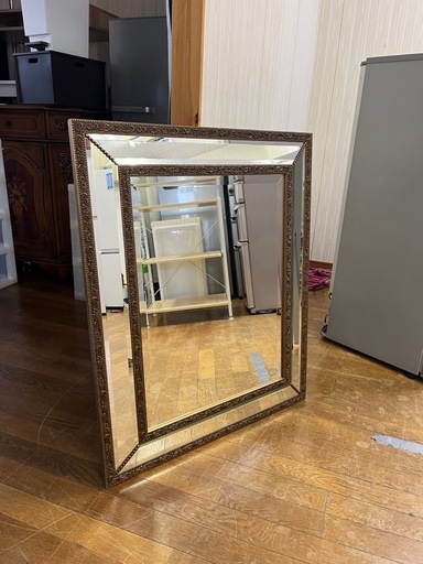 高級家具!!  大型ミラー 鏡 輸入家具 ヴィンテージ加工