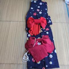 子供浴衣と作り帯２個  155cm