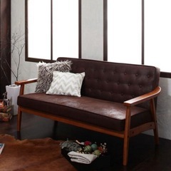 新品　未使用　モダン　ブラック　アンティーク調　2Ｐソファー　の画像