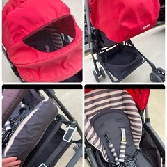 ベビーカー Apricaラクーナデュアル(ボーダーレッド RD)の画像
