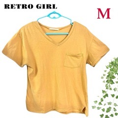 レトロガール❤Vネック半袖Tシャツ　レディース　トップス　Mサイズ