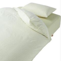 無印良品　すぐ乾くシーツセット　グリーンストライプ