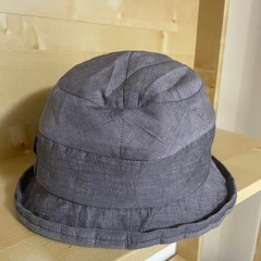 麻混 帽子 コサージュ バケットハットの画像