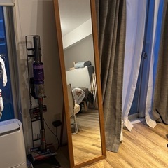 ミラー全身鏡（120×30cm）木製フレーム・箱あり
