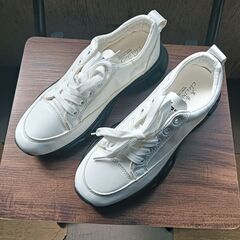 新品 24cm レディース スニーカー ホワイト 厚底 シューズ...