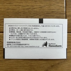 ハワイアンズ入場チケット２枚
の画像