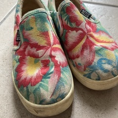女の子　花柄スリッポン　19cm の画像