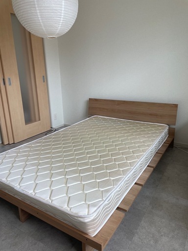 LOWYA 木目調ローベッド セミダブル マットレス付き