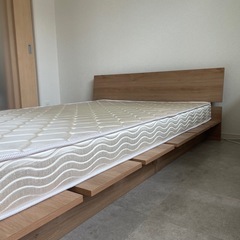 LOWYA 木目調ローベッド セミダブル マットレス付き　　の画像