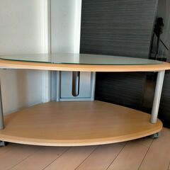 【美品/ELECOM/キャスター・収納付きテレビ台/ナチュラル】の画像