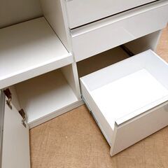 松田家具 キッチンボード ラッキーレンジ1000 食器棚 ホワイトの画像