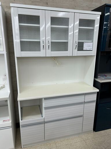 ★ジモティ割あり★  食器棚 ホワイト H200×D51×W59 クリーニング済み TC499 ☆リユースのサカイ高崎店☆TJ12071 食器棚 白 H190×D44.5×W118