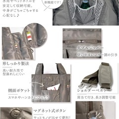 【新品・未使用】マザーズバッグ 2WAY ショルダーベルト付 撥水 ナイロン　XL ブラックの画像