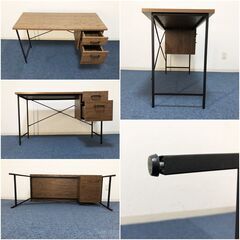 ヴィンテージ風デスクDWV-120S-WAL美品　 引出し2杯・アジャスター付き Dove vintage style ウォールナット柄完成品デスク 展示品・アウトレットの画像