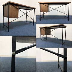 ヴィンテージ風デスクDWV-120S-WAL美品　 引出し2杯・アジャスター付き Dove vintage style ウォールナット柄完成品デスク 展示品・アウトレットの画像