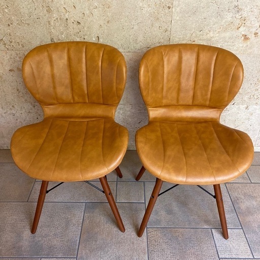 ヴィンテージデザイン　チェア　椅子　イス　キャメル　ブラウン　イエロー