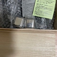 未使用ペアステンレスタンブラー キューブ付　木箱ギフト