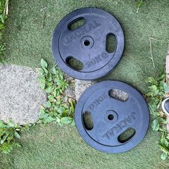 中古　バーベルプレートと棒20kg*2