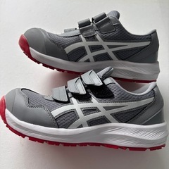 asics ベルクロストラップ安全靴 CP-215 グレー/レッド