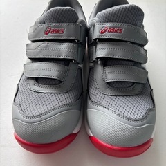 asics ベルクロストラップ安全靴 CP-215 グレー/レッド