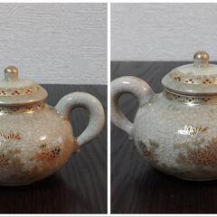 薩摩焼 白さつま 白薩摩 香山 雪山 急須 小皿 皿 アンティーク 煎茶道具 煎茶器 工芸品の画像