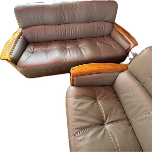 浜本工芸 レザーソファ 浜本工芸 本革張りソファ 3人掛け用 (買取Plus