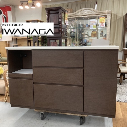 ジモティー限定価格！⭐ S719 インテリア岩永 キッチンカウンター CENIA150 セニア ソフトクローズ搭載 モイス版付 幅150cm USED