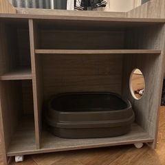 猫トイレ収納棚＋猫トイレの画像