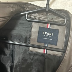 BEAMS HEART フェイクレザー ライダースジャケット XL ブラウンの画像