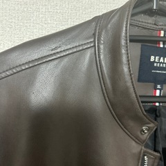 BEAMS HEART フェイクレザー ライダースジャケット XL ブラウンの画像