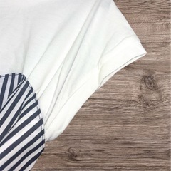 【新品未使用】FUN❤ストライプ柄ウエストリボンビスチェドッキングTシャツの画像