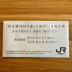 東日本旅客鉄道（JR東日本）株主優待割引券　4割引　３枚