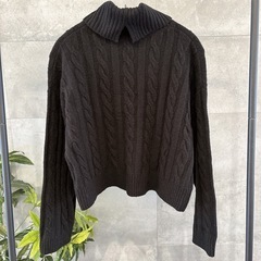 GU パフィータッチクロップドタートルネックセーター L 長袖 ブラック　秋冬の画像