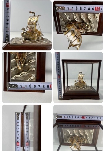 武比古作 宝船 置物 銀製 アンティーク オブジェ 縁起物 インテリア 武比古作 宝船 置物 銀製 アンティーク オブジェ 縁起物 インテリア