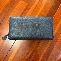 COACH コーチ　メンズ　ネイビー レザー 長財布　状態良好
