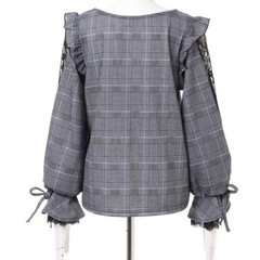 INGNI 袖割れシアー長袖トップス グレー　グレンチェックの画像