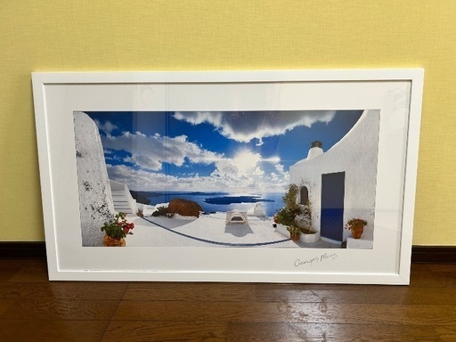 【超美品】サントリーニ島　インテリア　額入り