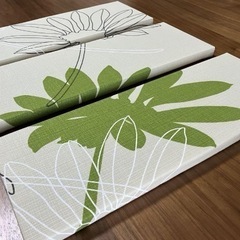 ファブリックパネル 3枚セット 花と葉デザインの画像