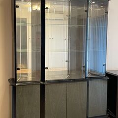 美品　イタリア CAMELgroup 照明付きキュリオケース ブラック　　飾り棚 美品イタリア CAMELgroup 照明付きキュリオケース ブラック飾り棚