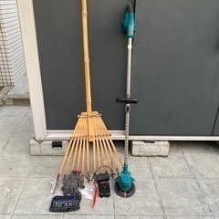 電動草刈機レンタル 軽量なので女性や高齢者にもOK 熊手と…